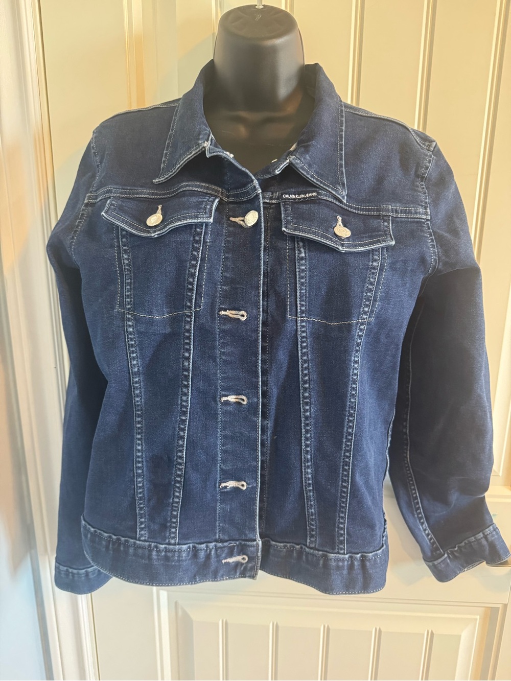 Calvin Klein Jeans Dark Wash Button Front Denim Jacket Size Large NWOT